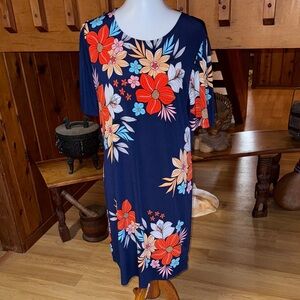 Alexandra + Oak size large Floral Print Midi Dress - Navy and Red
